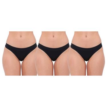 Imagem de Kit 3 Calcinhas Selene Biquíni Sem Costura Feminino - Preto