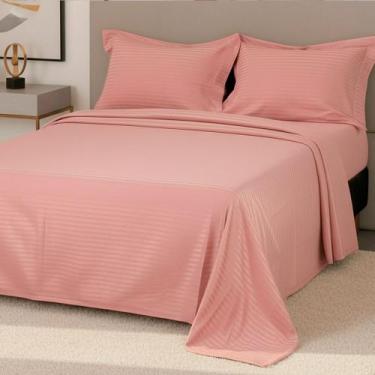 Imagem de Jogo de Cama Queen Percal 300 Fios 100 Algodão Adamascado 4 Peças BF C