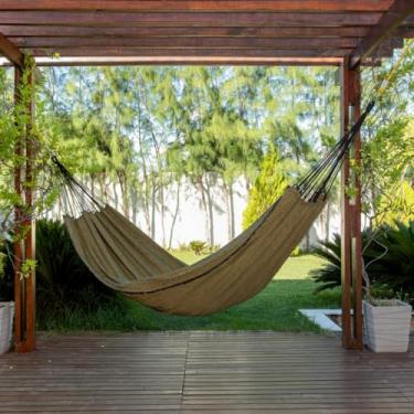 Imagem de Rede de Descanso Casal em Algodão 3,90m x 1,40m – Rede de Dormir para Varanda, Jardim e Camping(Amarelo com Preto)