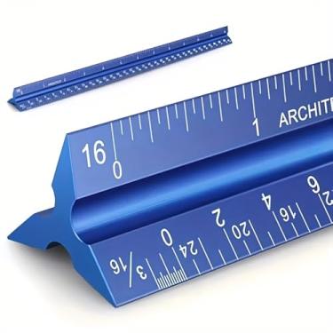 Imagem de Régua de escala arquitetônica de alumínio de 30,5 cm - Ferramenta de desenho triangular de metal durável para projetos e designs