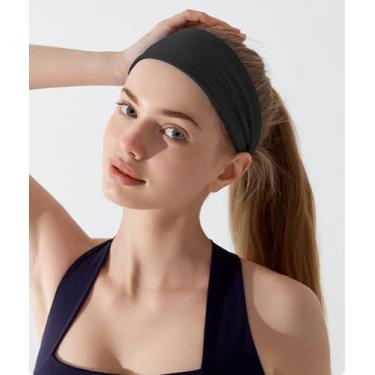Imagem de Faixa de cabelo feminina elástica sólida elástica para ioga, corrida, academia, treino, antiderrapante, secagem rápida, macia e absorvente (BL)