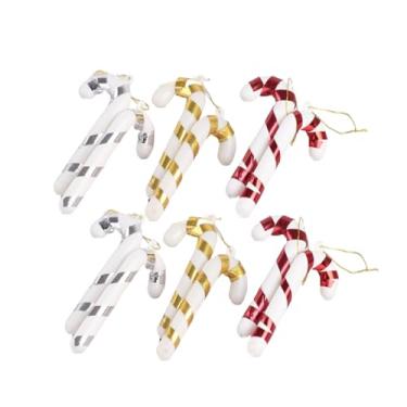 Imagem de 12 peças de enfeite de bengala doce de Natal em ouro vermelho borgonha vermelha pendurada para árvore de Natal, muleta torcida, decoração para pendurar no Natal