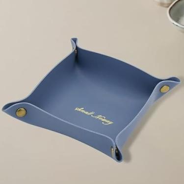 Imagem de Bandeja de joias com 2 peças, bandejas de manobrista de material PU, coletor de mesa dobrável para mulheres, bandeja de relógio de cabeceira para quarto, escritório (estilo 2)