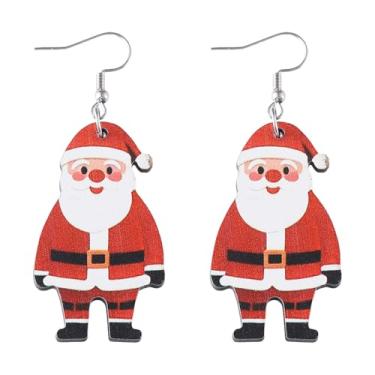 Imagem de Brincos de Natal femininos com pingente de Papai Noel, roupas de Natal, acessórios de bijuteria, 2inch, Aço inoxidável, Sem pedra preciosa