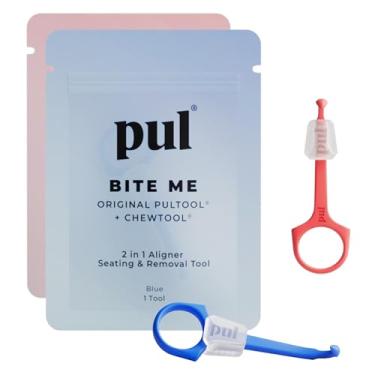 Imagem de PUL Pacote de 2 ferramentas reutilizáveis 2 em 1 para alinhar assentos mastigáveis e remoção — Compatível com Invisalign, suspensórios, retentores, bandejas removíveis – removedor e mastigação fácil