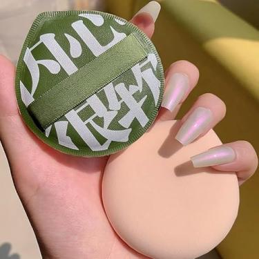 Imagem de 3 peças de esponja de maquiagem base corretivo pó puff macio reutilizável beleza liquidificador aplicador portátil de maquiagem facial, GG, verde