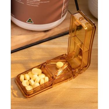 Imagem de Organizador de comprimidos de medicamentos, cortador e divisor de comprimidos com dispensador, uso diário, comprimidos cortados com segurança, vitaminas, comprimidos, corte preciso e fácil, tamanho de