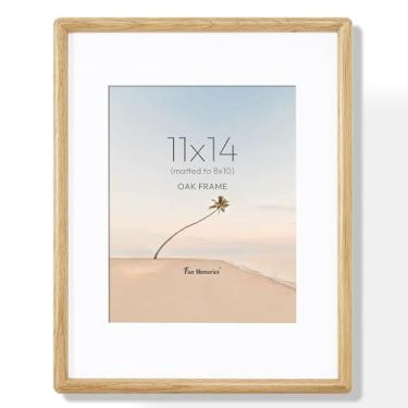 Imagem de Fun Memories Moldura para fotos de 28 x 35 cm com vidro temperado HD, moldura de madeira de carvalho originária dos EUA fosca de 20 x 25 cm, moldura de madeira de 28 x 35 cm, moldura de madeira