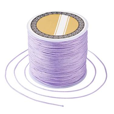 Imagem de Cordão de nylon de 0,8 mm para fabricação de pulseiras chinesas de 109 metros, fio de contas para pulseiras trançadas Kumihimo, colares de macramê artesanal, sino de vento (lavanda)