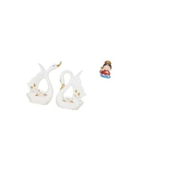 Imagem de Fenteer Elegante Estatueta de Resina de Cisne de Cerâmica E, Escultura Decorativa para Estante, Armário E Enfeite de Mesa, Presente Colecionável