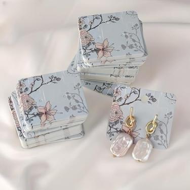 Imagem de 100 peças de cartões de exibição de brincos florais chiques - papel estampado durável, solução elegante para joias