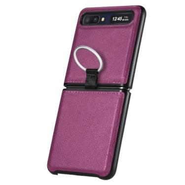 Imagem de Capa de couro confortável para Samsung Galaxy Z Flip 5 3 5G Flip4 flip5 flip2 Flip 4 2 Flip3 Capa protetora contra quedas para telefone, roxa, para Samsung Z Flip 3