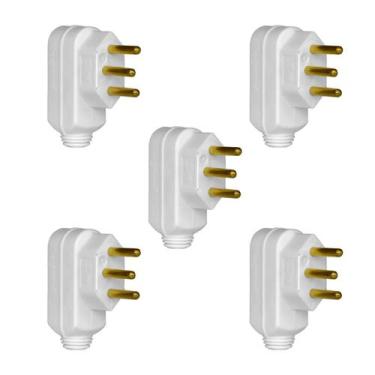 Imagem de Kit com 05 Plugues Macho 3 pinos 2P T Legrand 10A 250V Branco  Ref. 61