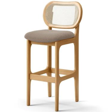 Imagem de Banqueta Alta Para Cozinha Bancada Sala Tela Betta Fixa L02 Bouclê Bege - Lyam