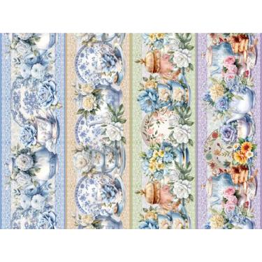 Imagem de Tricoline Digital Barrado Louça Portuguesa - 98885 - Ponto X Tecidos