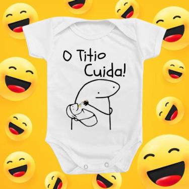 Imagem de Roupinha Body de Bebê Flork Titio Cuida Menina Menina Azul Rosa Presen