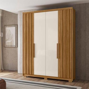 Imagem de Guarda Roupa Solteiro Ambiente Califórnia 4 Portas Freijó Off White - Moval