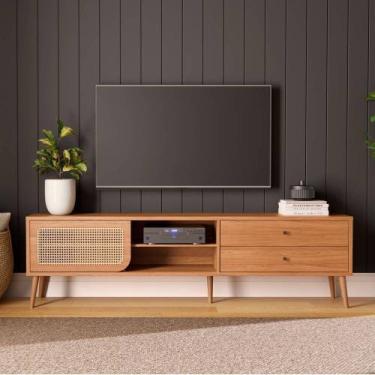 Imagem de Rack para TV até 60" 01 porta com tela Palhinha e 02 Gavetas 220cm 100