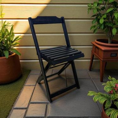Imagem de Cadeira Dobrável Retrátil De Madeira - Dkadi Decor, Preto