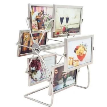 Imagem de Porta Retrato Giratorio Para 12 Fotos 10 X15 Cm - DRATINI, Cinza Escur