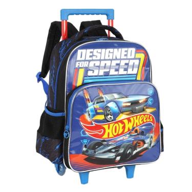Imagem de Mochila Hot Wheels Rodinha Escolar Infantil Menino Azul