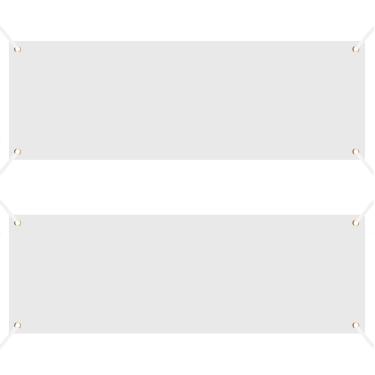 Imagem de LUTER 2 faixas em branco de 180 x 60 cm para pintar, bandeiras brancas de poliéster personalizadas com 2 peças de corda de 6 m para pendurar em parede faça-você-mesmo ao ar livre placas internas
