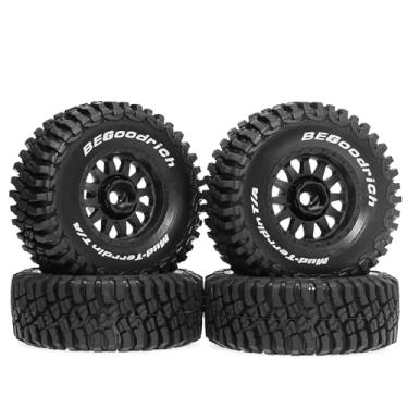 Imagem de STMU RC Truck Tires and Wheels (4PCS) 12mm Hex All-Terrain Tires 70mm/2.76" OD for Traxxas, ARRMA Mojave GROM,MJX Hyper Go 14301 14302 14303,Tamiya Kyosho HPI 1/14&1/18 Scale On/Off Road (Black)