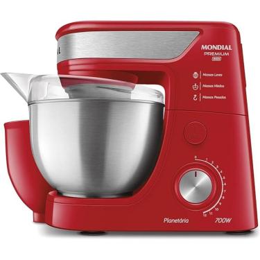 Imagem de Batedeira Planetária Mondial Premium 4,5L 12 Velocidades 700W Vermelho/Inox 220V - BP-02P-R-TI