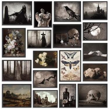 Imagem de 18 peças Dark Academia Wall Room Decor Home Decor Gothic Poster Estético Wall Art Prints Goth Creepy Pictures Vintage Poster Spooky Halloween Decor for Gallery Living Room Room Decoration (SEM MOLDURA
