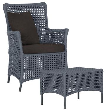 Imagem de Poltrona E Mesa Igapó Em Alumínio Preta Corda Náutica E9 Prata