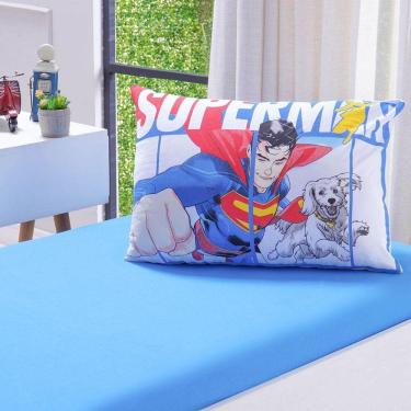 Imagem de Jogo De Cama Solteiro 2 Pçs Superman Malha 100% Algodão Bene Casa Azul