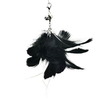 Imagem de Luzhengyang Recargas de varinha Feather Cat Teaser – Cabeças inspiradas em pássaros naturais, acessórios de brinquedo de gato para brincadeiras interativas (pacote com 5) (preto 6 + 2 refis de penas)