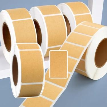 Imagem de 320 peças/rolo de etiquetas de papel kraft em branco etiquetas de arquivos de papelaria feitas à mão, papel faça você mesmo, adesivo de vedação de envelope para código de barras, nome, endereço