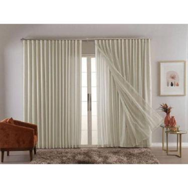 Imagem de Cortina Gaze Linho Com Forro 6M X 2.50 Altura -Trilho Suíço