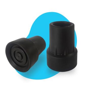 Imagem de Ponteira de Borracha para Muleta, 22mm, Preta, com Anel Interno Anti-ruído e Sistema de Ventosa para Melhor Aderência