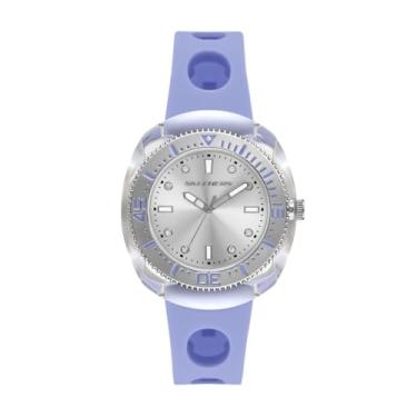 Imagem de Skechers Relógio feminino Palmera de silicone roxo com três ponteiros, Roxa
