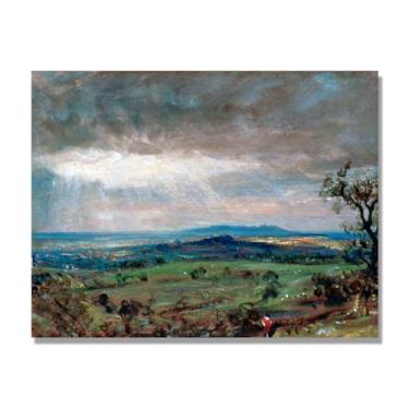 Imagem de NHLDZYH Arte em tela de paisagem estilo Constable, (paisagem 28), pintura romântica do campo inglês, decoração de parede texturizada com pincelada pesada. Apenas tela de 50 x 65 cm - 19,7 x 25,6 pol