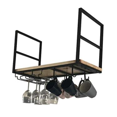 Imagem de Bar Wine Rack Restaurante Suporte de parede para garrafa de vinho Suporte de Taça de Vinho Pendurado Suporte de Copo de Vinho Suporte de Copo de Café Metal Industrial 60 cm