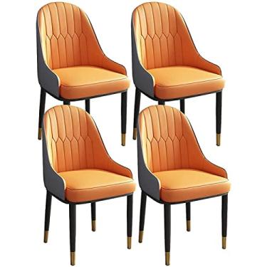 Imagem de Conjunto de cadeiras de jantar – Cadeiras de canto de cozinha, cadeiras de sala de jantar, conjunto de 4 cadeiras modernas de couro de cozinha com encosto alto, cadeiras de sala de estar, cadeiras