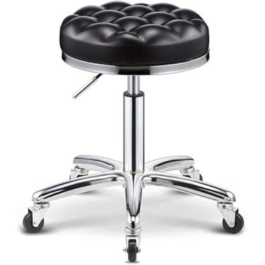 Imagem de XIcvKsG Banqueta com rodas redonda hidráulica ajustável para salão de beleza, banco giratório ajustável