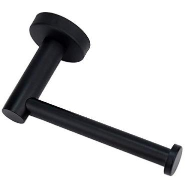 Imagem de Suporte de papel higiênico de banheiro preto montado na parede prateleira de armazenamento de toalhas de cozinha de aço inoxidável suporte de papel em rolo de vaso sanitário