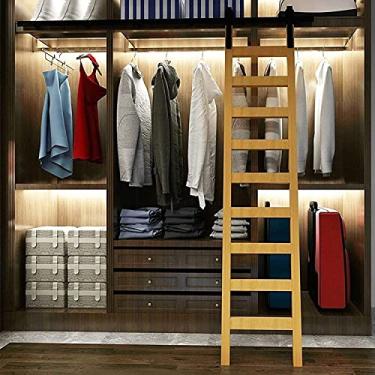 Imagem de Kit de ferragens para escadas deslizantes – Ferragens de escada deslizante (sem escada), kit de ferragens de escada de biblioteca rolante, com rodas de rodízio, escada móvel de aço de 1 m - 8 m