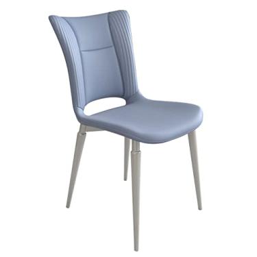 Imagem de Cadeira de jantar Chai Cozinha PU Couro Cozinha Sala de Jantar Quarto Varanda Sofá Cadeira Aço Carbono Penteadeira Cadeira Maquiagem Cadeiras Sala de Estar - Azul Claro