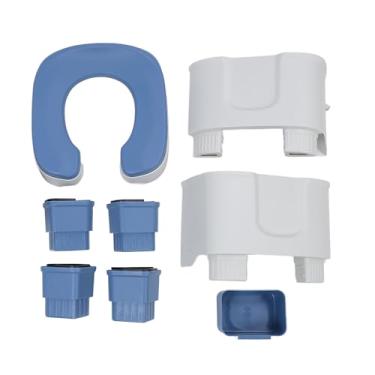 Imagem de Cadeira de banho agachada para banheiro, cadeira de banho dobrável e antiderrapante com caixa de tecido para mulheres grávidas idosas, material PP resistente 37x37x42cm para uso (Azul)