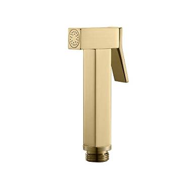 Imagem de Peças de reposição Acessório de spray de vaso sanitário dourado escovado com mangueira, kit de acessórios de pulverizador quadrado de banheiro com interruptor industrial