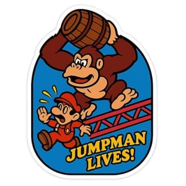 Imagem de Adesivo estilo arcada Donkey Kong Throwing Barrel (6,3 cm x 8,3 cm)