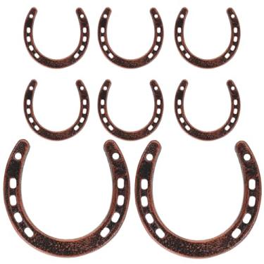 Imagem de MBAIYO Pacote com 8, ferradura de ferro fundido, 11 x 10 cm, decoração de parede com tema ocidental, lembrancinhas de festa da sorte, sapatos de cavalo para decorações ferraduras de metal para cowboy