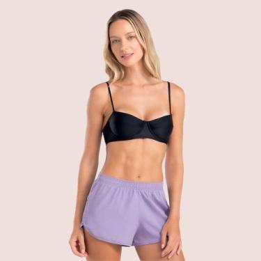 Imagem de Shorts Feminino She Verão Liso Básico Com Elástico No Cós, Lilás, P