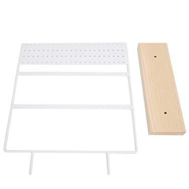 Imagem de Rack de brincos Suporte de jóias de metal Expositor Organizador Grande espaço de armazenamento para brincos pendentes Brincos de decoração para casa Expositor de joalheria Bandeja (Branca)