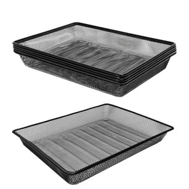 Imagem de Organizador de mesa de malha de metal, bandejas para sala de aula, escola, cesta de armazenamento de cartas de papel para professores, escritório, casa, preto (pacote com 6)